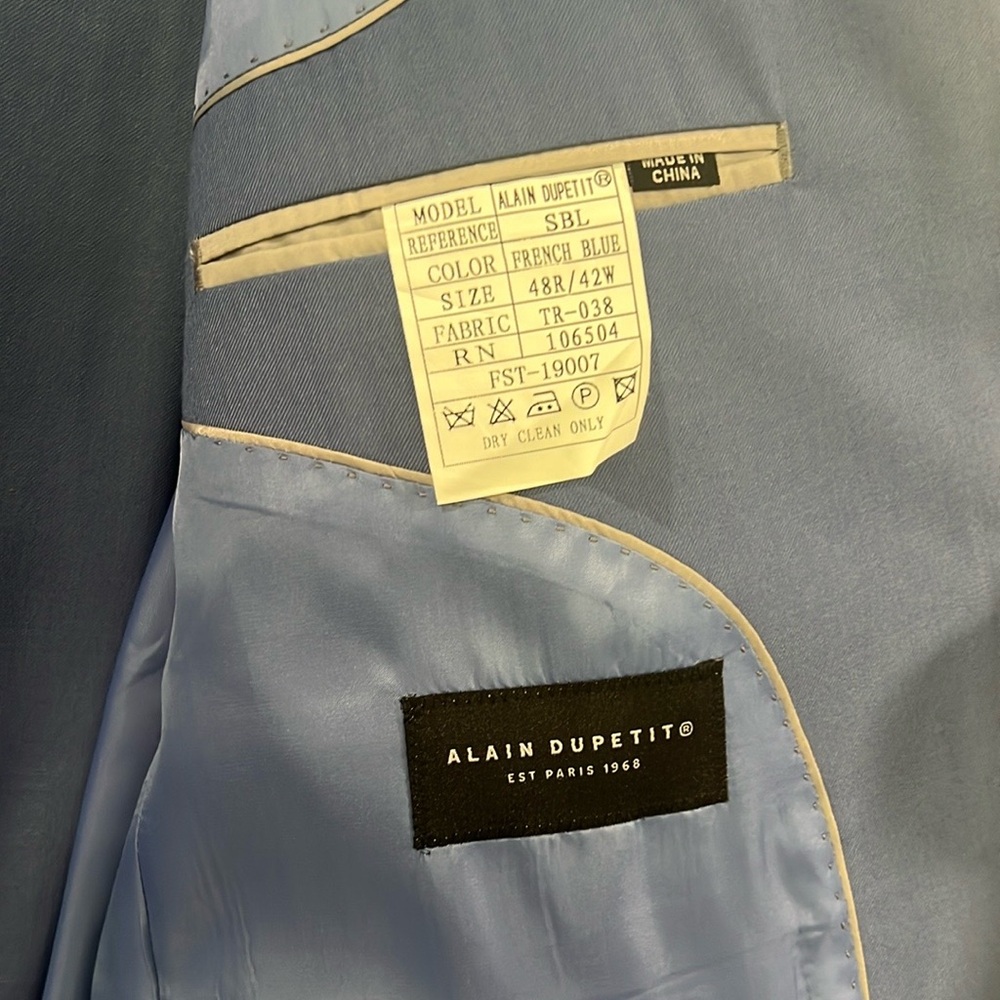 Men's Classic Two-Button Blue Suit Jacket - Unbranded - Picture 3 of 3